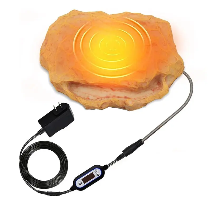 Reptile Heat Rock with Feeding Trough Heat Rock for Bearded Dragon Temperature Adjustment Heat Rocks US Plug