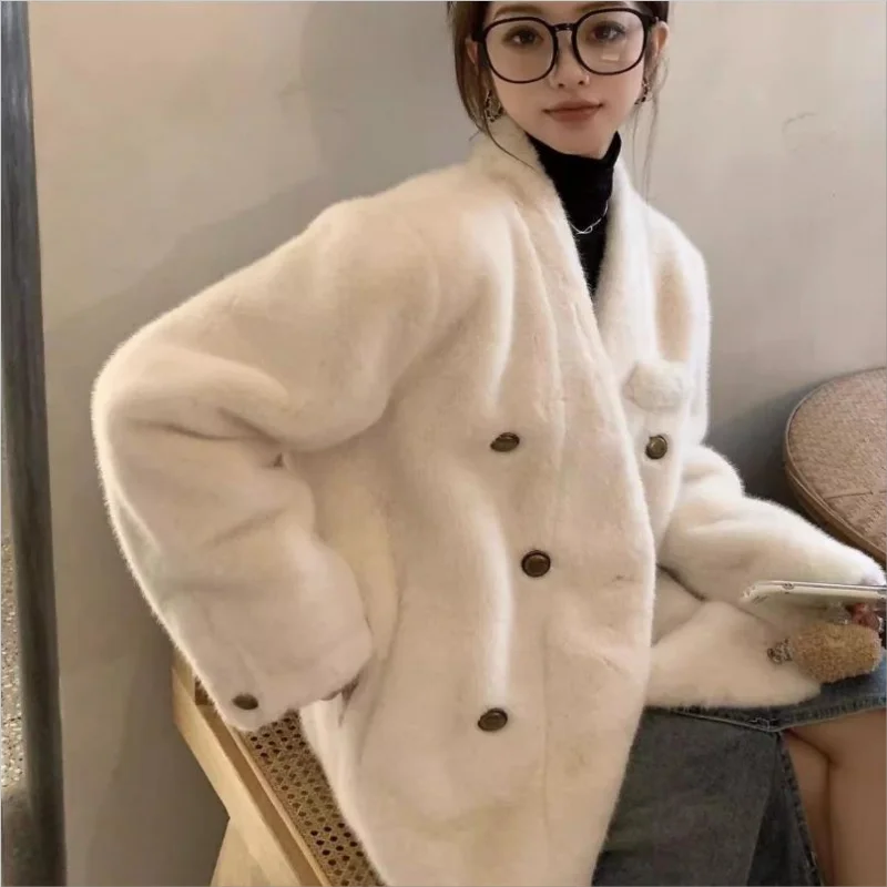 2023 Winter New Advanced Sense Of Environmental Protection Fur Coat Women Loose Imitation Mink Fur One Ermine Coat