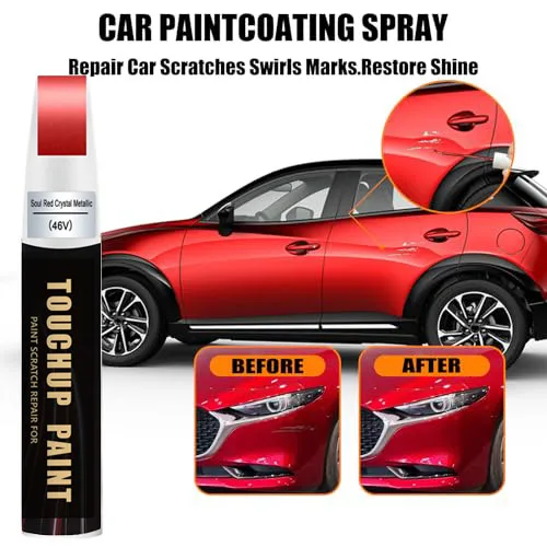 Car Touch Up Paint(Soul Red Crystal Metallic(46V)) for Mazda Car Paint Scratch Repair Kit, Quick & Easy Solution to Repair