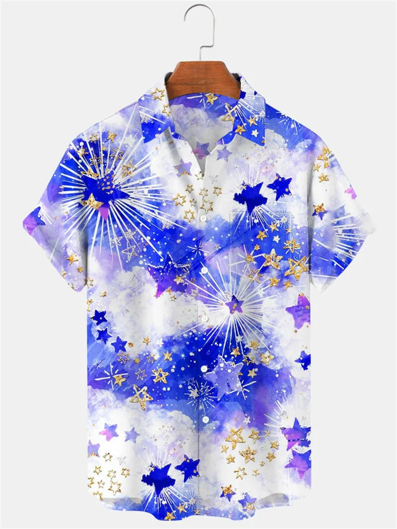 New Summer Art Design Color Mushroom Pattern 3D Printing Men's Short sleeved Shirt Harajuku Short sleeved Shirt