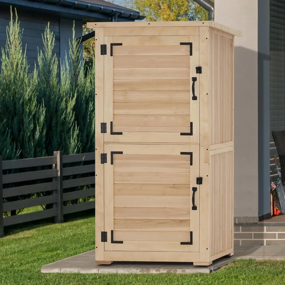 

30" Deep Wood Sheds & Outdoor Storage, Garden Tool Cabinet Shed with Removable Shelf, Outdoor Storage Cabinet Shed Waterproof