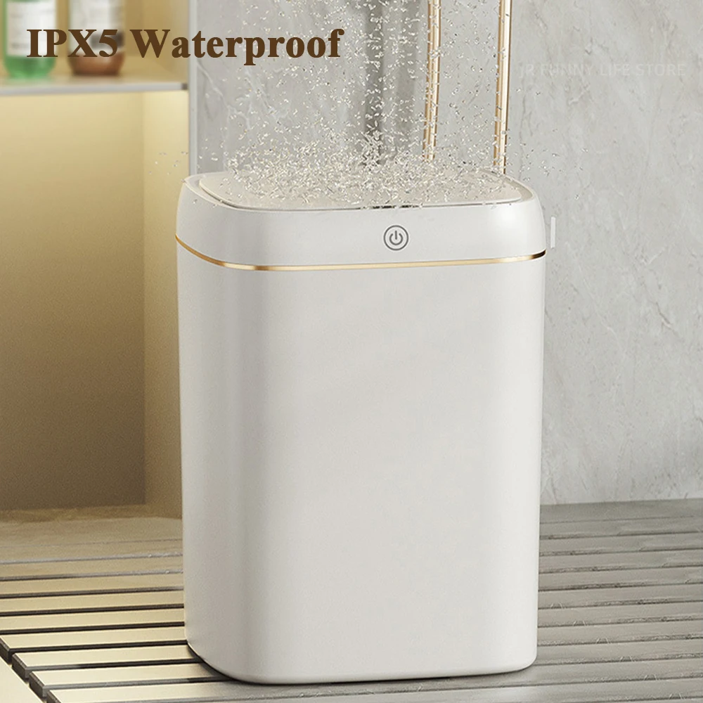 11/13L Light Luxury Smart Trash Can Automatic Sensor Trash Can With Lid Waterproof Trash Bin Bathroom Wastebasket Smart Home