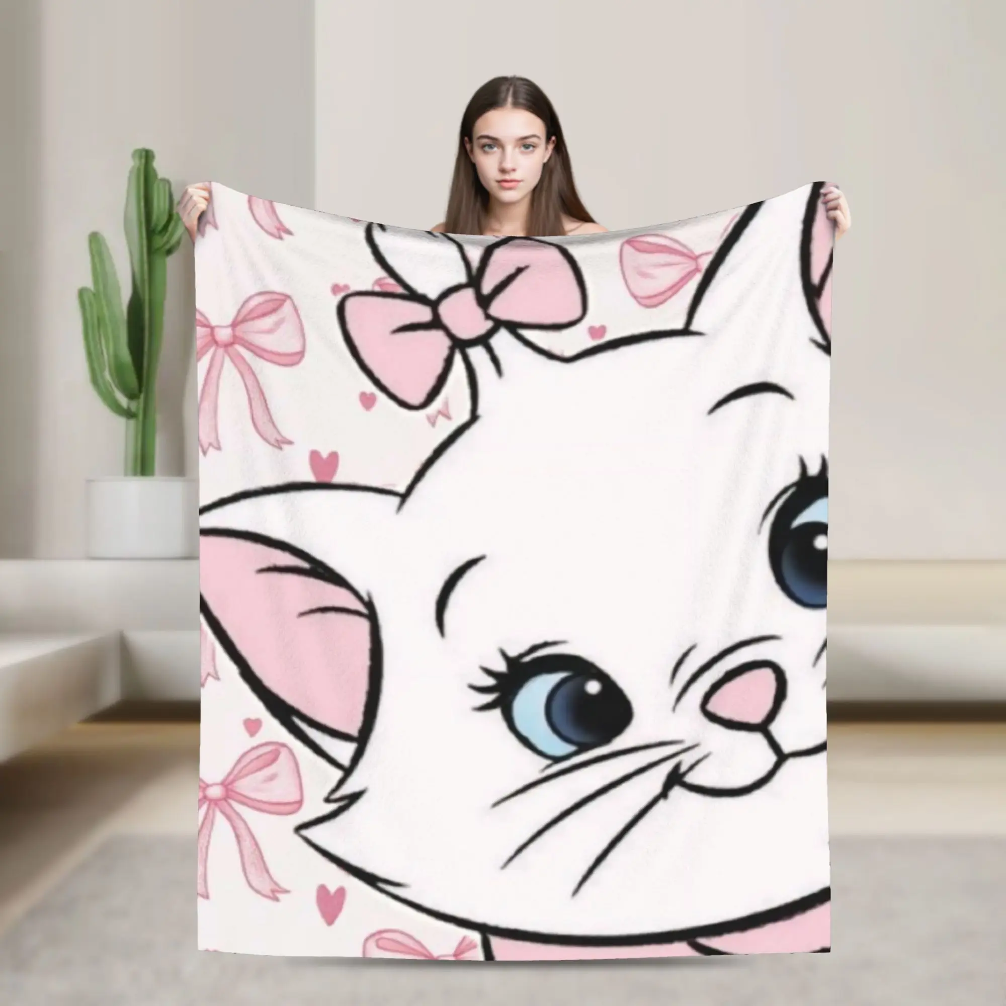 

Super Soft Maries Cat cute cats Throw Blanket Premium Fleece Flannel Lightweight Bed Blanket Fuzzy Plush Blankets All Season Use