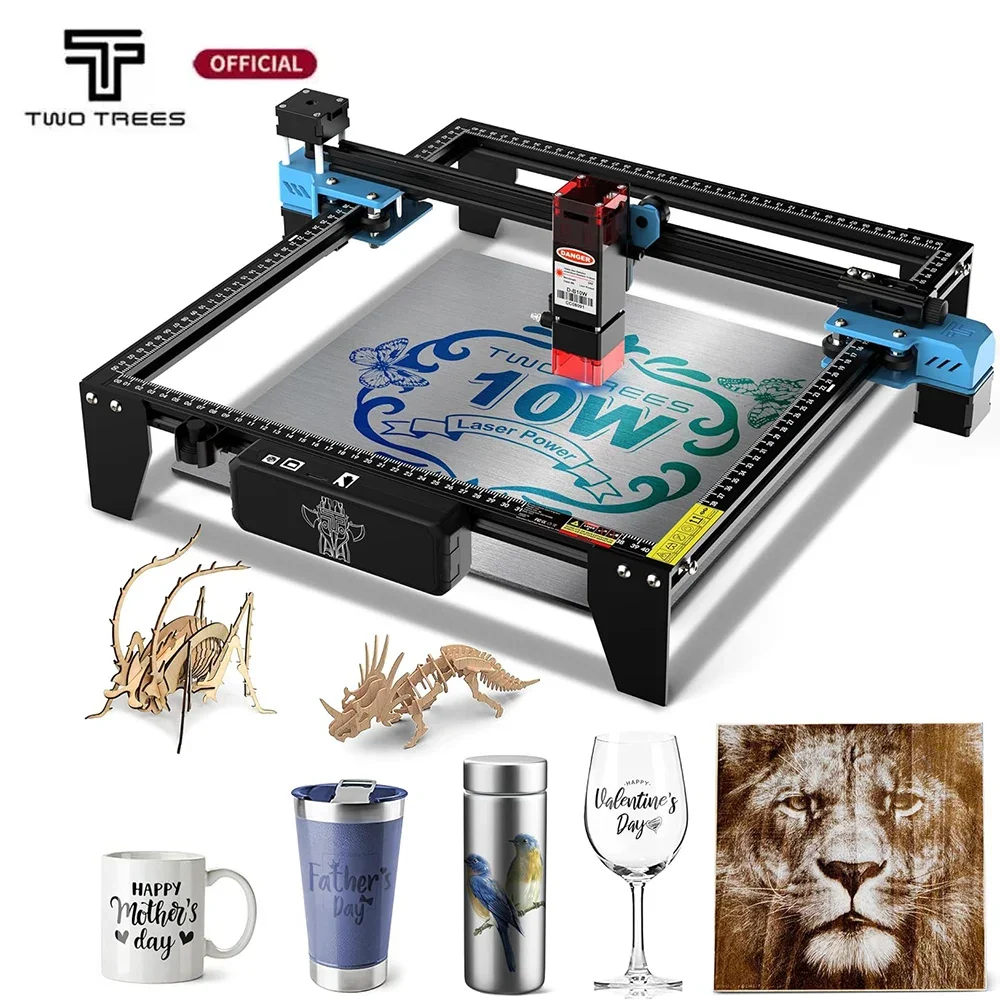 Twotrees Metal Laser Engraving Machine Tts55 Tts10 450 ± 5nm Blue Light Cnc Router Corte de Madeira e Couro Suporte Wifi 80w 40w
