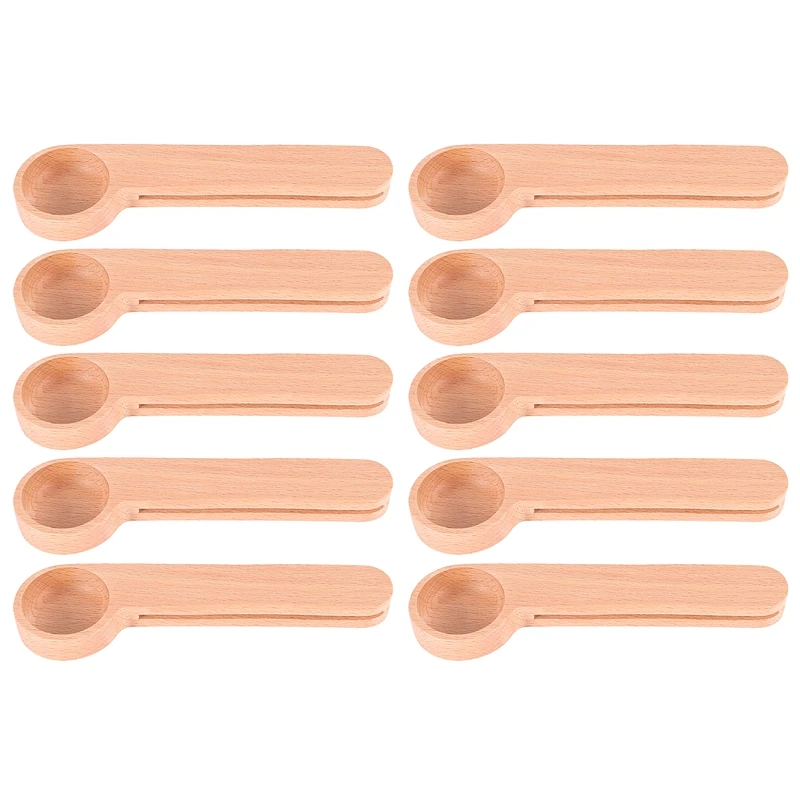 

Wooden Multifunction Coffee Scoop And Bag Clip Sealing Measuring Kitchen Wooden Tablespoon Bag Clip (10Pcs)