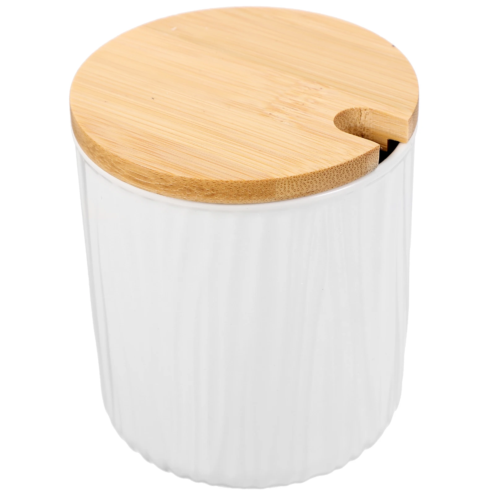 

Ceramic Seasoning Jar White Bamboo Lid Wide Mouth Salt Sugar Tea Spice Storage Canister Container Kitchen Accessories