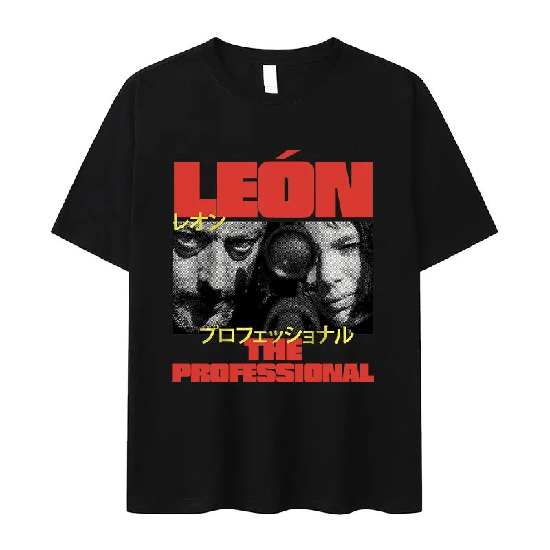 Retro Leon The Professional Movie T Shirts Men Women Fashion Cotton Short Sleeve T-shirt Y2k Harajuku Oversized Tees Streetwear