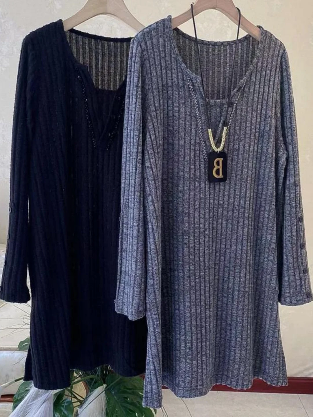 Korean Style plus Size Long Sleeve T-Shirt Patchwork Stripes Belly Cover Simple Elegance Casual Fashion Women's Top