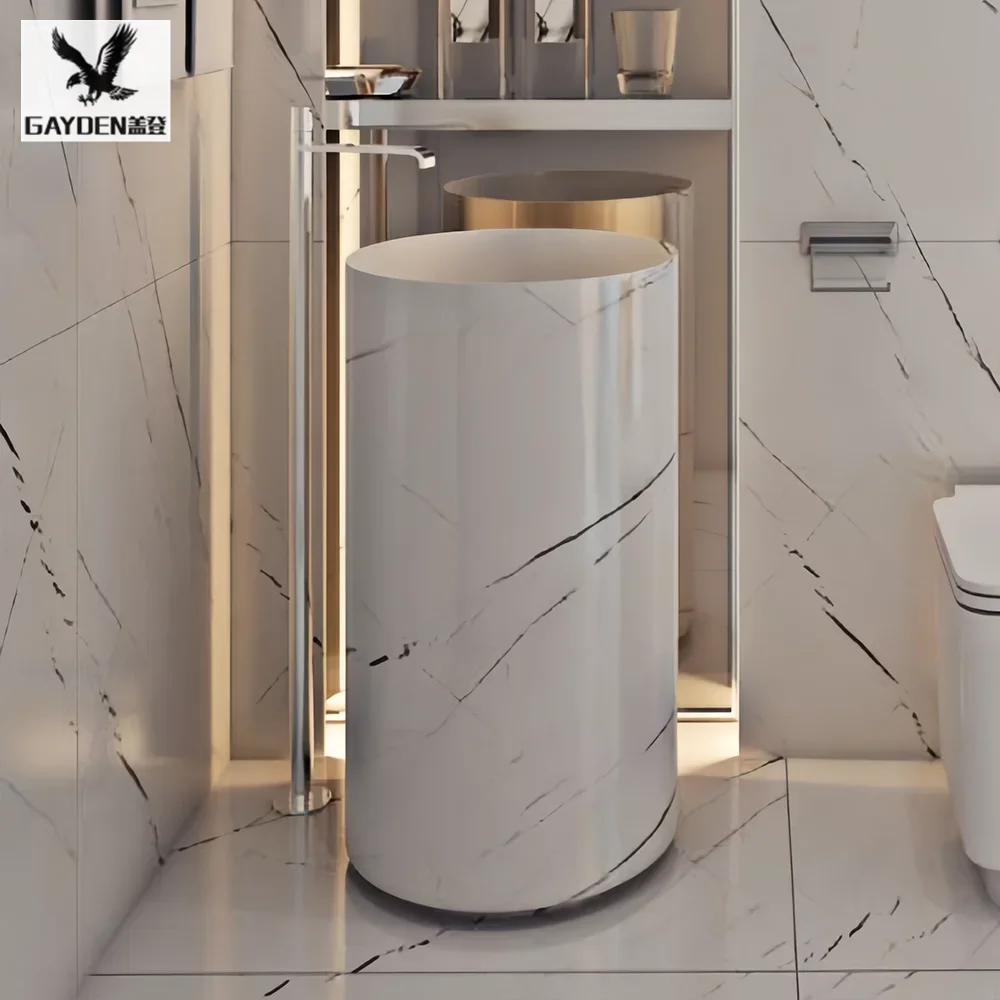 

Modern minimalist marble artificial cylindrical basin bathroom balcony family villa hotel B&B