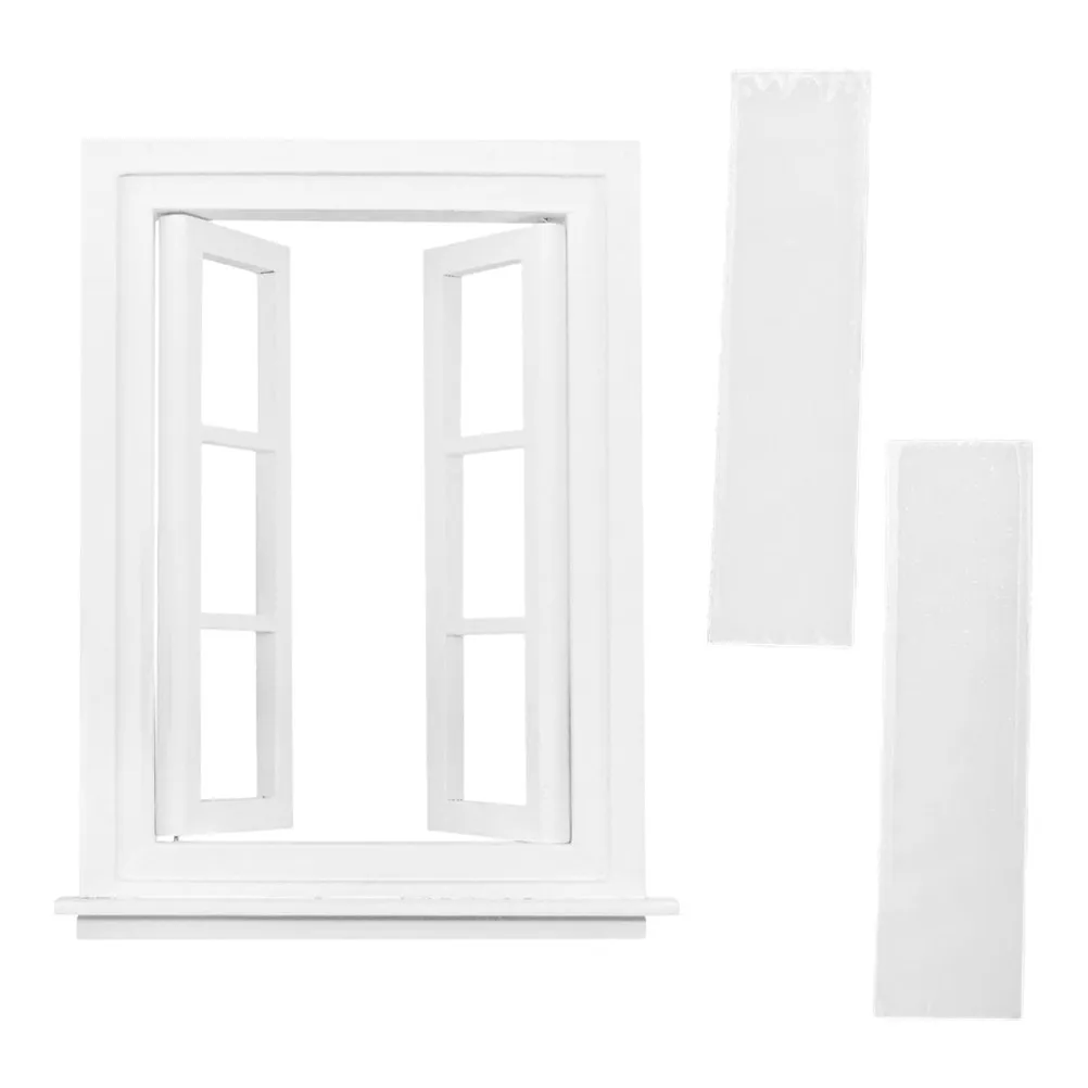 

Миниатюрное деревянное окно с белой рамкой, декор для миниатюрного дома, аксессуары для мини-интерьера, оконное украшение