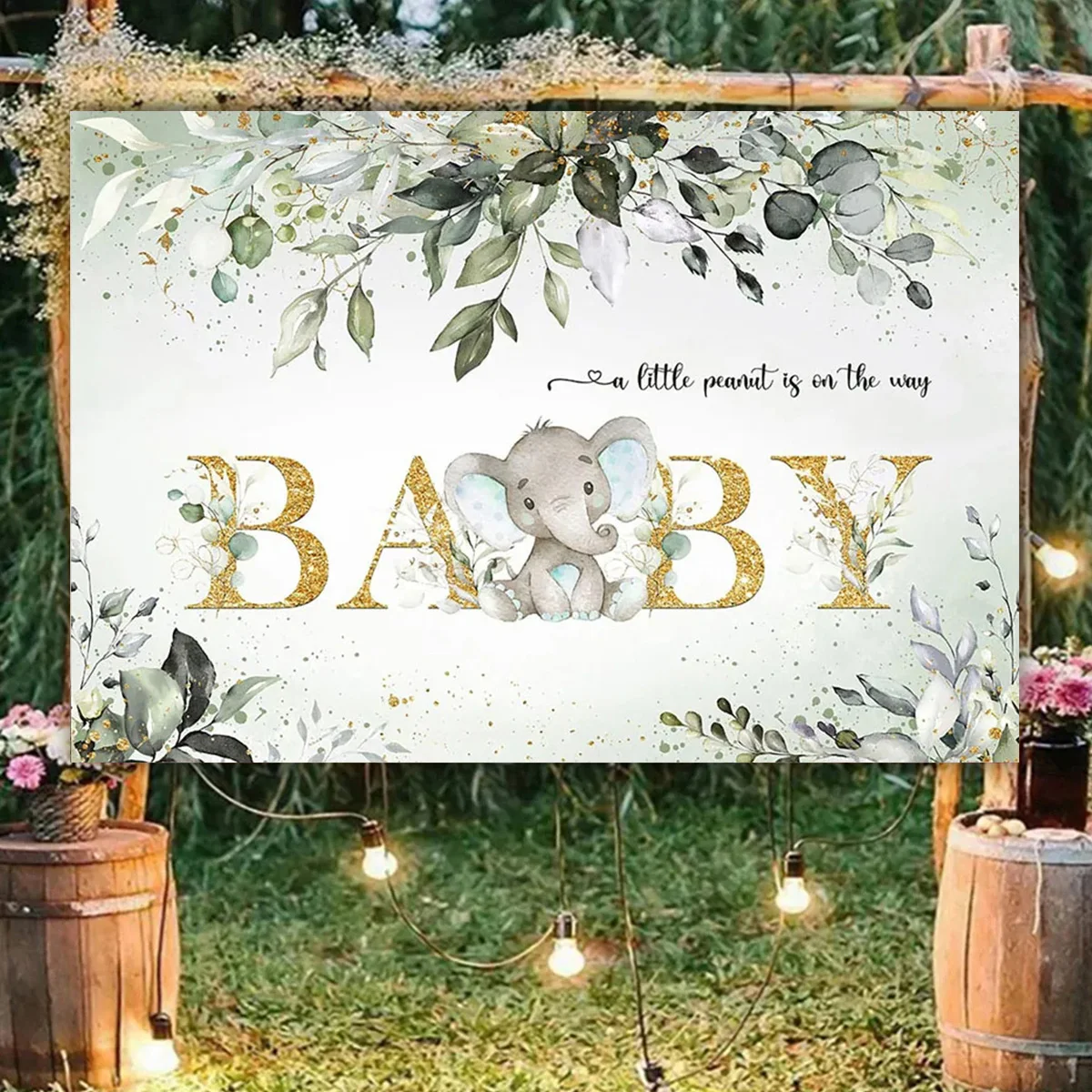 

Baby Shower Backdrop Greenery Leaves Photo Background Baby Newborn 1st Birthday Party Photography Backdrop Baby Christening