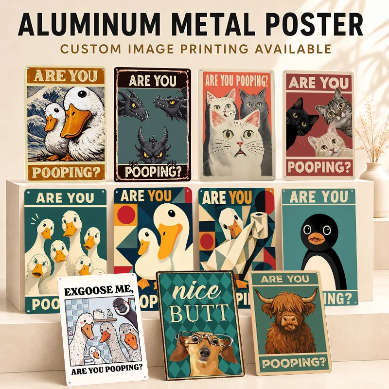 Are You Pooping? Funny Ducks Aluminum Posters Customized Metal Tin Sign Playful Animal Humor Wall Art Ideal In Kitchen Hallway