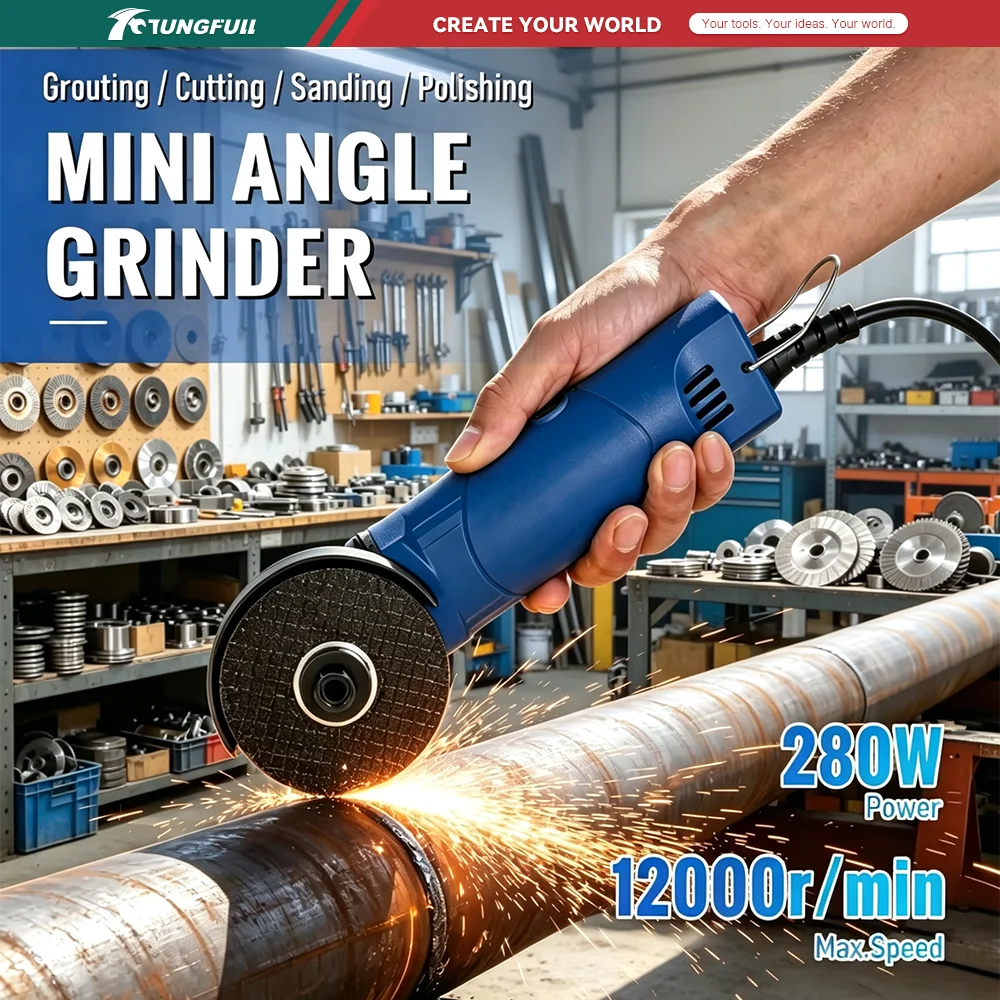 75mm 6-Speed Mini Angle Grinder Electric Polishing Grinding Tool for Metal Wood Cutting Abrasive Work