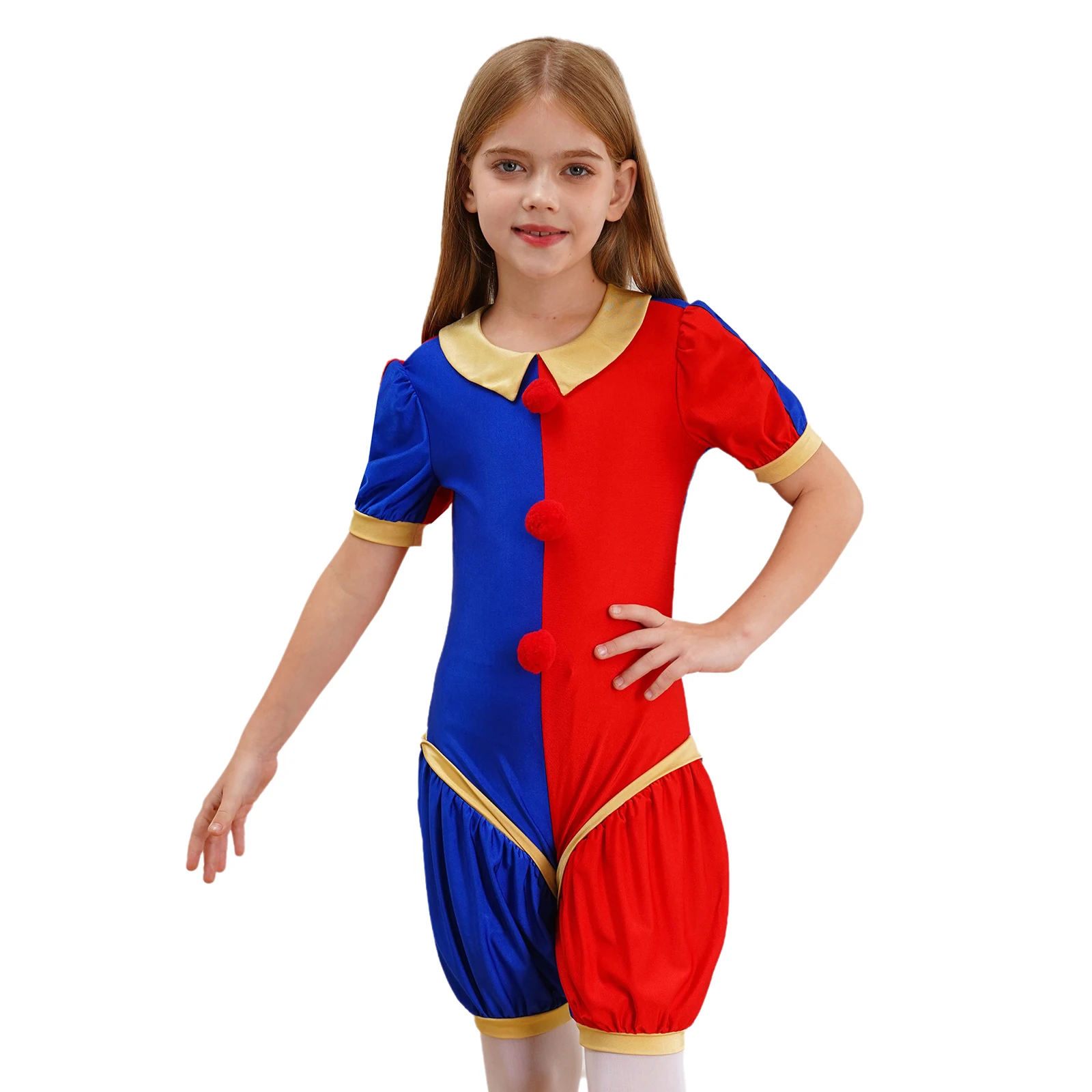 Unisex Kids Movie Clown Costume Jester Circus Cosplay Jumpsuit Romper for Halloween Theme Party Carnival Masquerade Dress Up