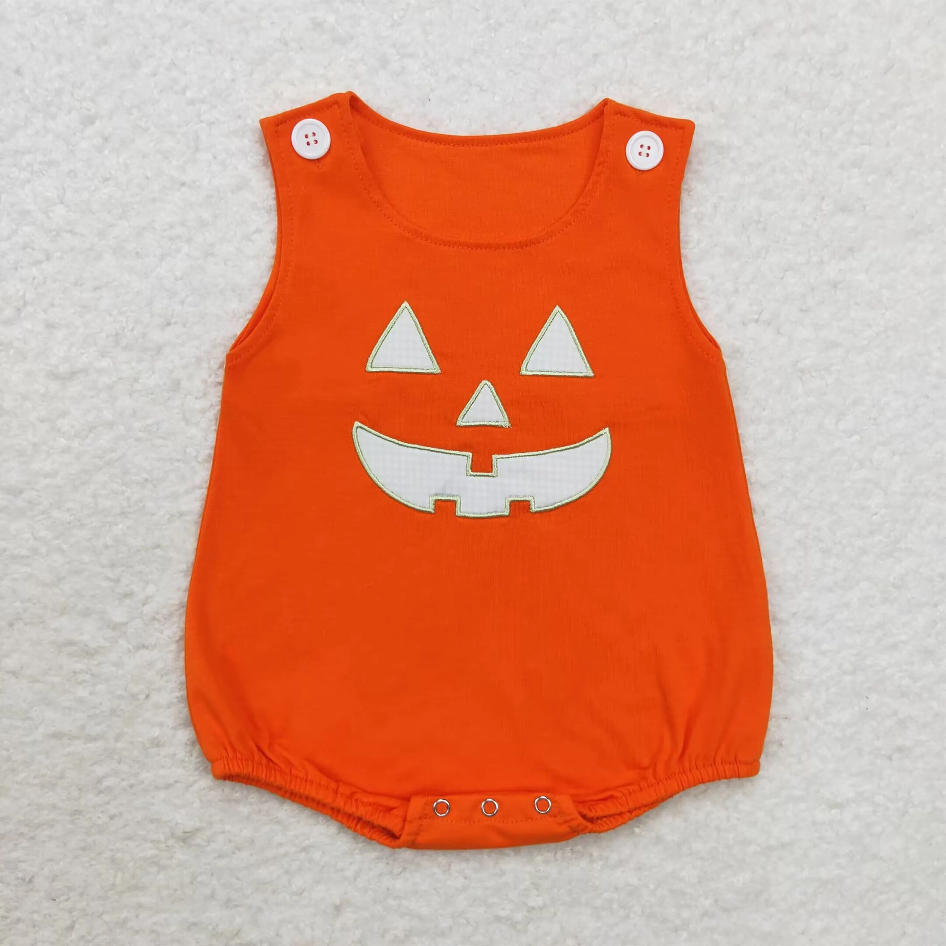 Mono de calabaza bordado de Halloween para niños, mono de burbuja para recién nacidos, mono de una pieza, venta al por mayor