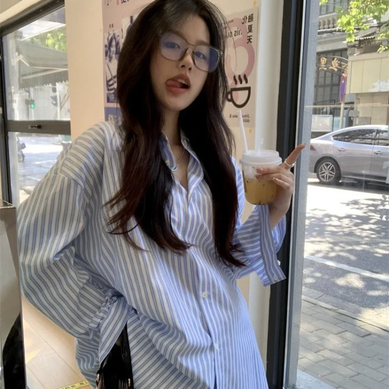 Shirts Women Striped Casual Loose All-match Korean Style Fashion Chic Simple Streetwear Spring New Cozy Harajuku Females Clothes