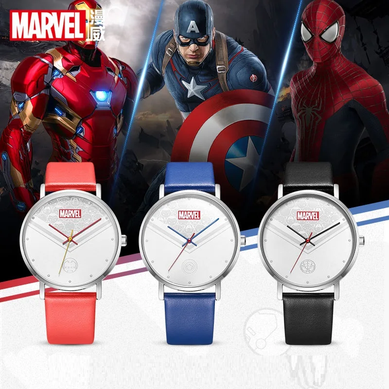 

Marvel For Mens Watch Iron Man Quartz Wristwatch Avengers Captain America Spider Unisex Woman Boy Girl Student Luminous Relogio