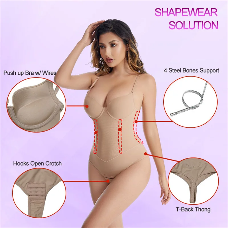 Beonlema Bodysuit Shapewear for Women Steel Bone Slimming Flat Belly Vest Sexy Thong Waist Trainer Tummy Control Underwear