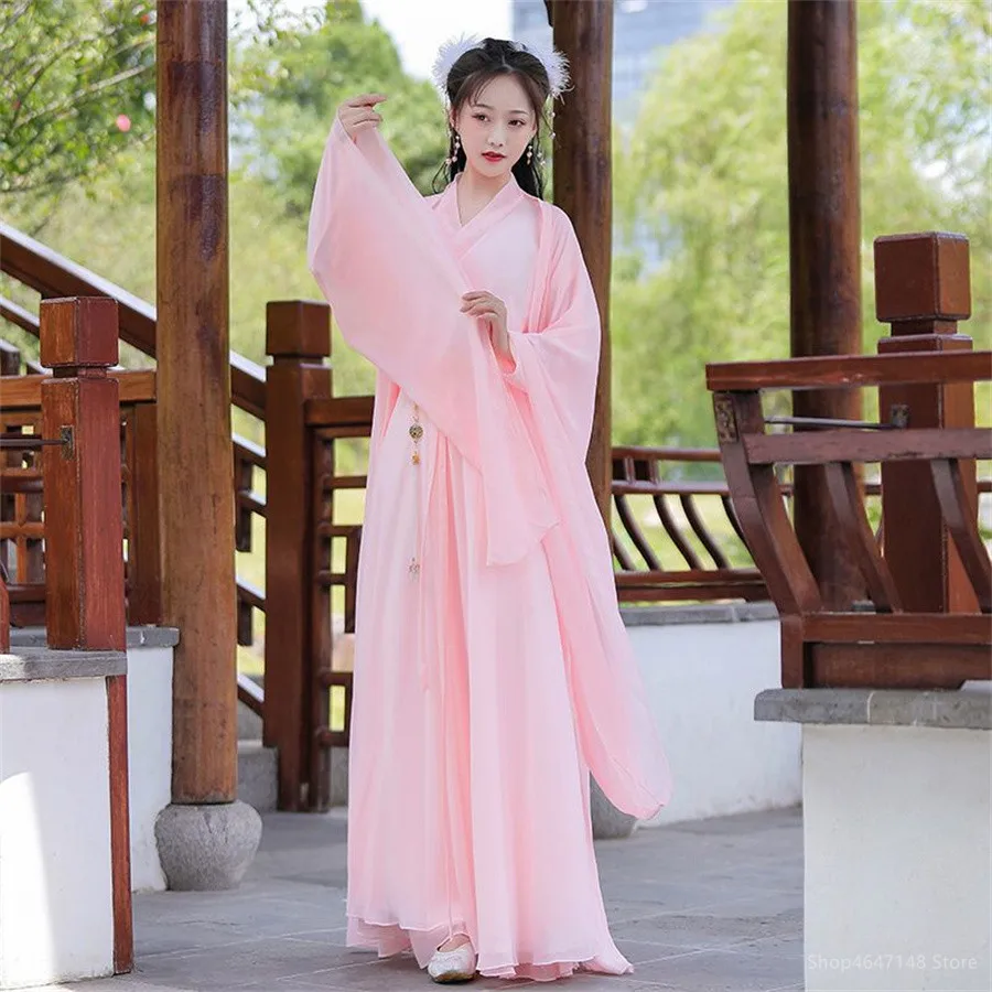 Chinese Traditional Folk Dance Costume Women Hanfu Clothing Lady Ancient Swordsman Cosplay Outfit Tang Dynasty Stage Dance Wear