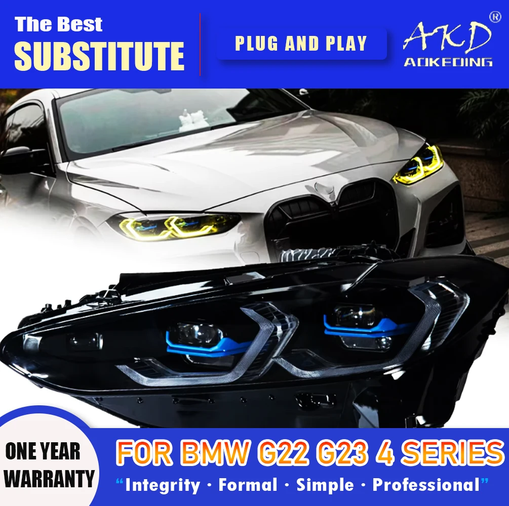 

Фара AKD для BMW G22 G23 4 серии G82 Светодиодная фара 2020-2023 Фара DRL Поворотник дальнего света Объектив проектора Angel Eye
