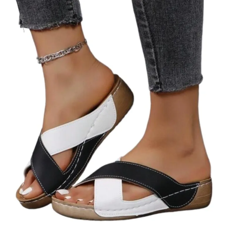 Women Sandals Peep Toe Summer Sandals With Wedge Heels Summer Shoes Women Slippers Elegant Heeled Zapatos Mujeres Heels Sandals