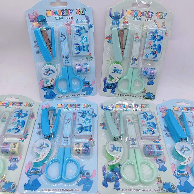 2pcs Disney Stitch Scissors Stapler Tape Sticker Stationery Set Student Learning Binding Tools School Supplies Wholesale