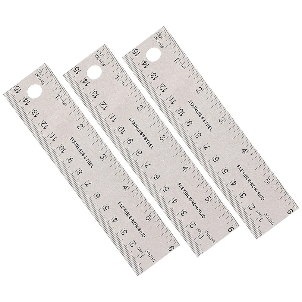 3pcs Portable Cork Backing Ruler Lightweight Measuring Straight Edges For Students Drawing Painting School Office Use
