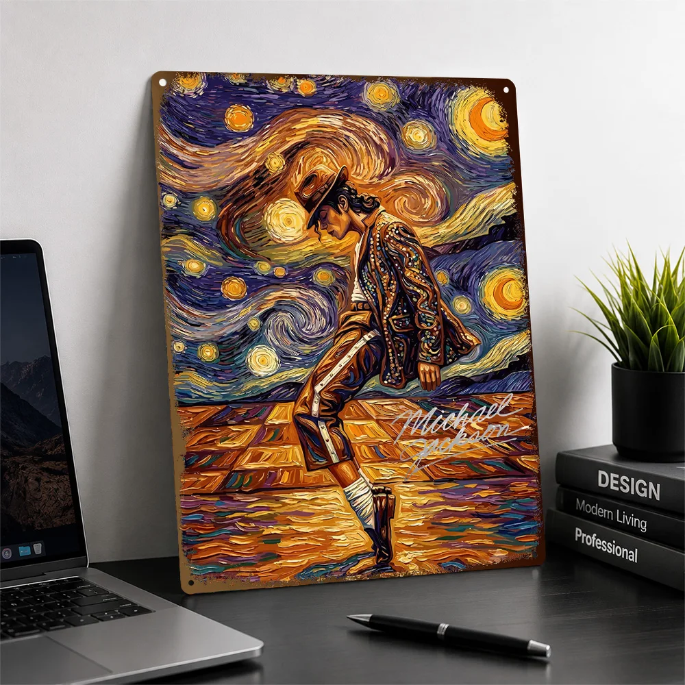 Michael Jackson Starry Night Portrait Aluminum Poster Personalized Metal Sign Striking Stage Persona Wall Art For Music Lovers