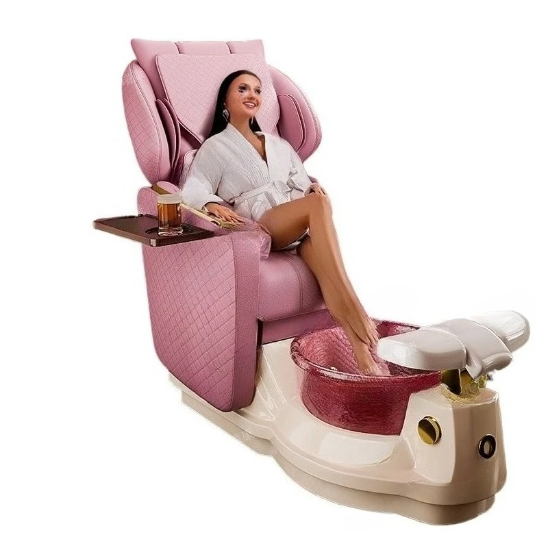 Stylish Modern Luxury Pink Back Massage Beauty Salon Electric Nail Art Foot Spa Station Pedicure Chair