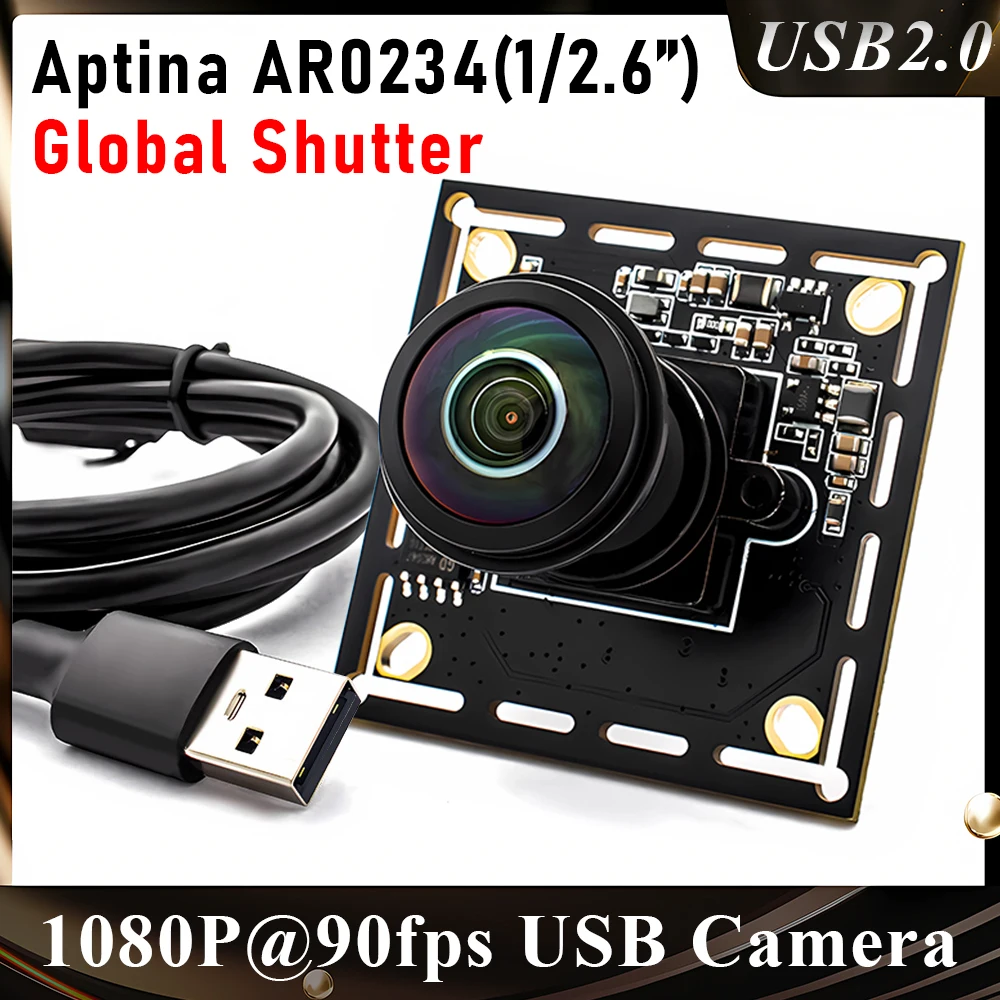 AR0234 Global Shutter USB Camera Module 1080P90FPS High Frame Rate Industrial Camera Board With No Distortion M12 Lens Plug Play