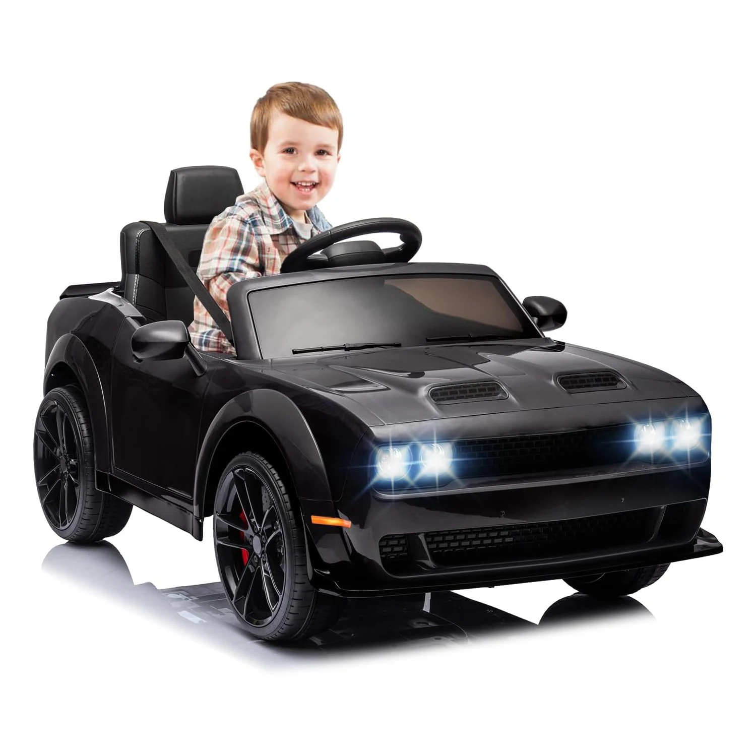 Power Wheels with Remote Control,Electric Car for Kids, 12v Battery-Powered Ride-on with 3 Speeds, LED Lights, Bluetooth,MP3