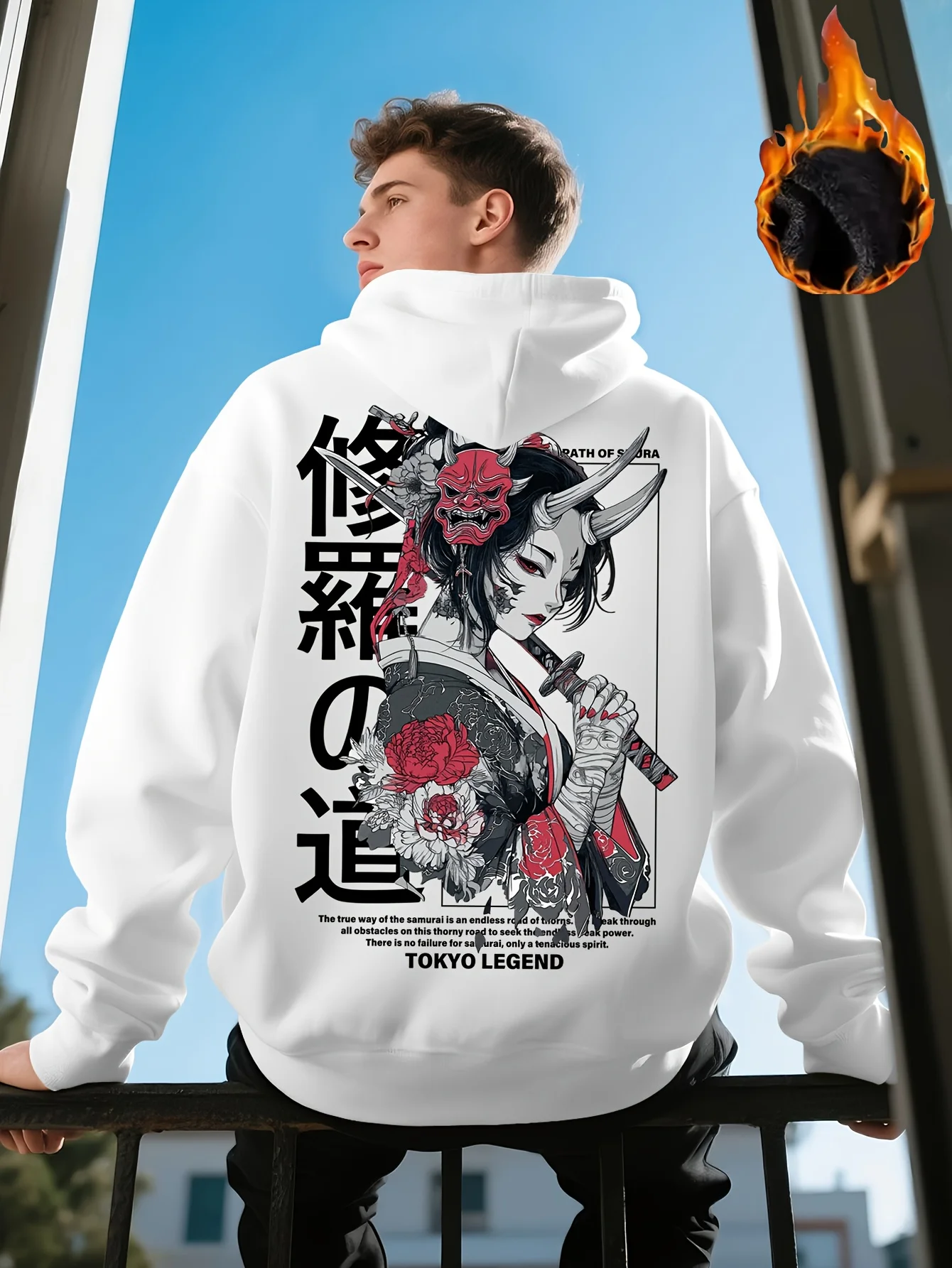 

Новый японский аниме Samurai Street Cherry Blossom, толстовка с капюшоном для взрослых и мужчин, свободная зимняя флисовая теплая повседневная универсальная повседневная