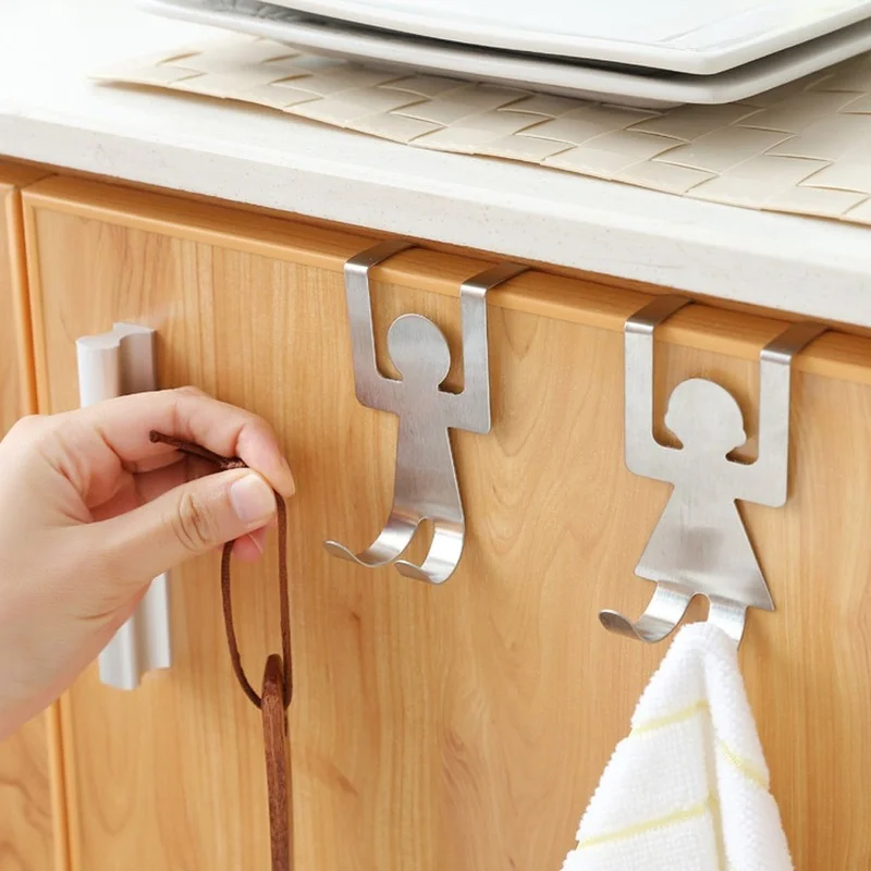 2Pcs Bathroom Kitchen Hooks for Hanging Adhesive Hooks Stick On Wall Hanging Door Clothes Towel Handbag Holder Wall Hanger