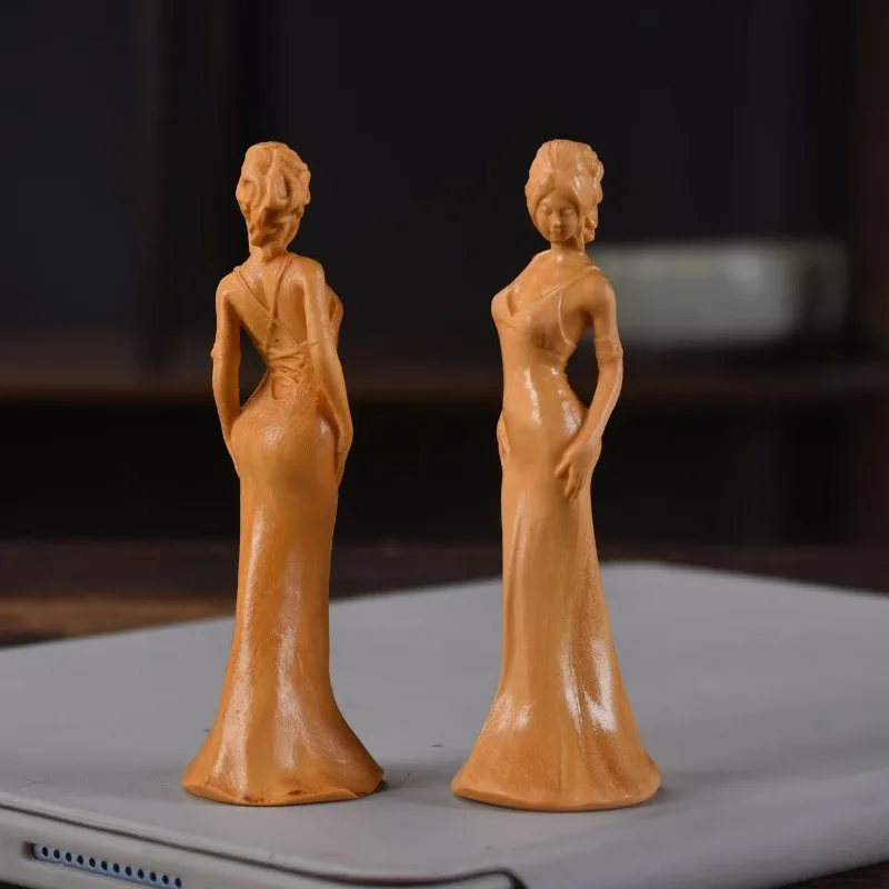 Poplar Wood Carving Jane Eyre Wedding Send Couple Home Decoration Ornament Crafts