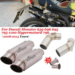 For Ducati Monster 659 696 795 1100 Hypermotard 796 08 - 14 Motorcycle Exhaust Escape Modify Link Pipe Moto Carbon Fiber Muffler