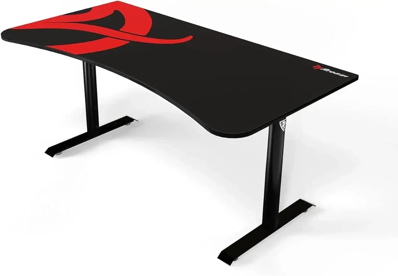 Arozzi Arena-Ultrawide Curved Gaming Desk with Full Surface, Water Resistant  Mat, Custom Monitor Mount Cable, Black