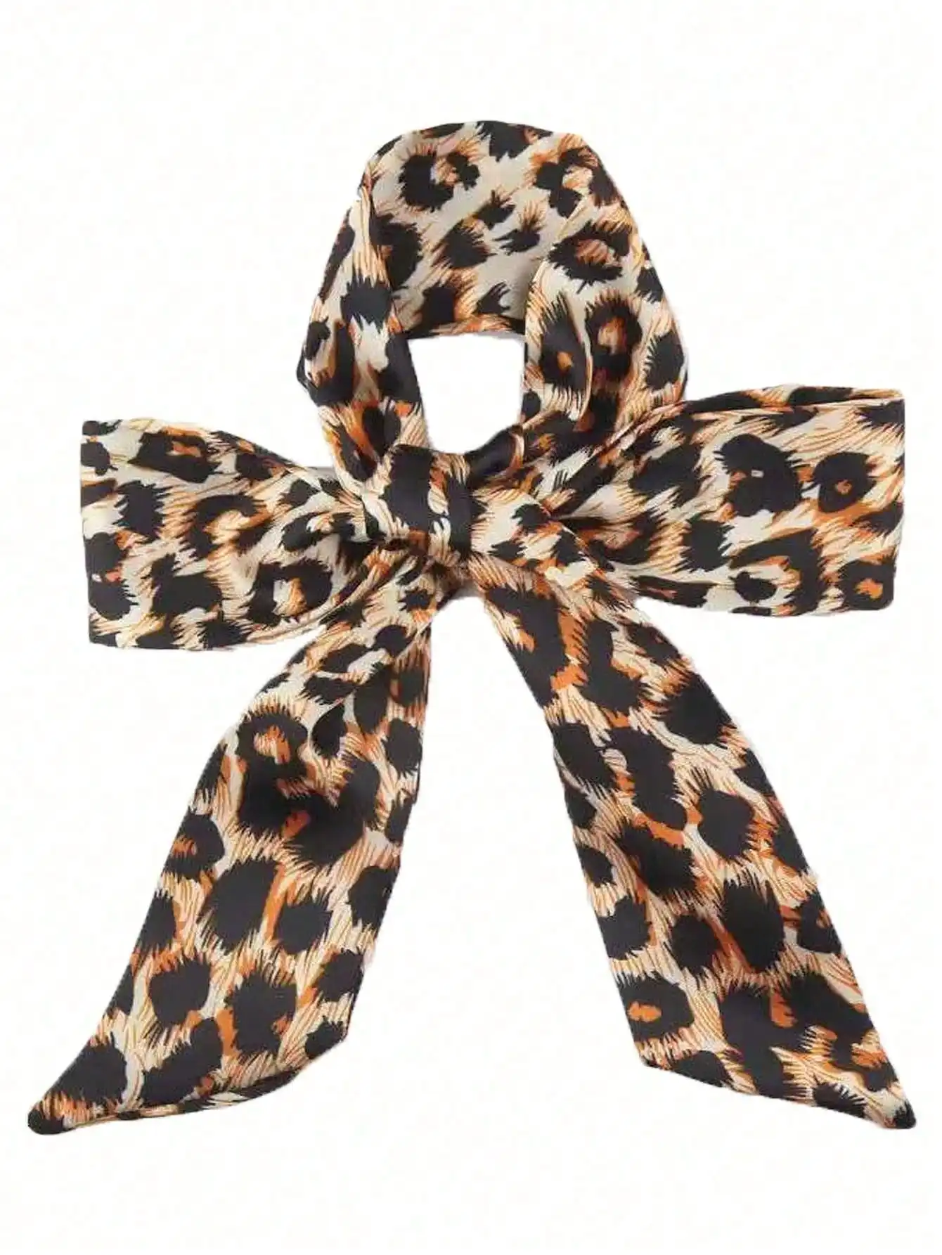 

Leopard Print Satin Hair Scarf Bow for Women & Girls, Versatile Headband or Bag Accessory