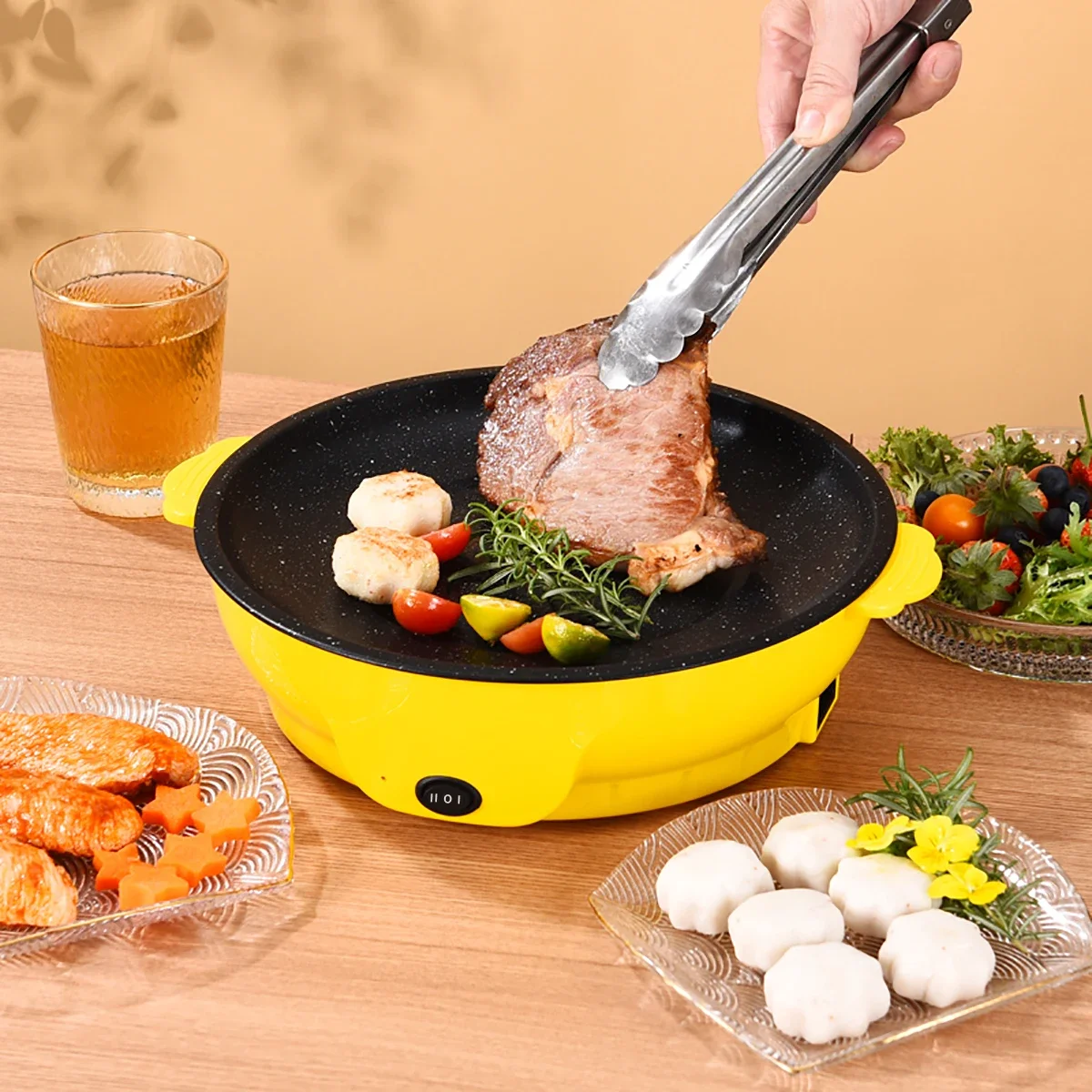 Electric MultiCooker Electric Frying Pan 220V Househould Barbecue Fried Steak Fish Omelette Frying Pan Non-stick Cooking Machine