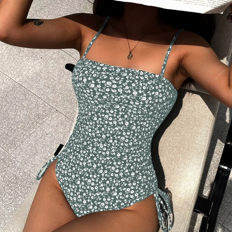 Women One Piece Swimsuit Tummy Control Sexy Tie Side Swimwear