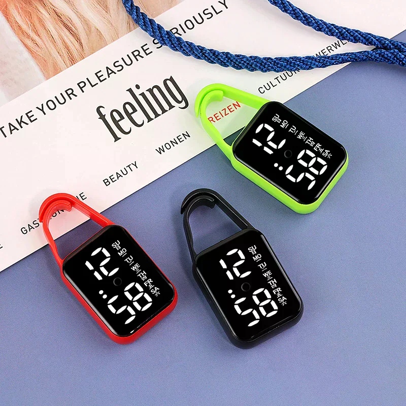 LED Digital Luminous Function Children Gifts Electronic Watch Keychain Multifunctional Hanging Watch Pocket Watches