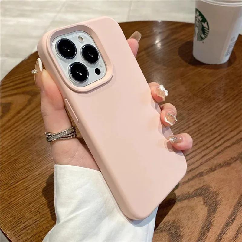 Advanced Simple Liquid Silicone Macropore Case for iPhone 16 15 14 Plus 13 12 Mini 11 Pro Max Soft Plain Back Shockproof Cover