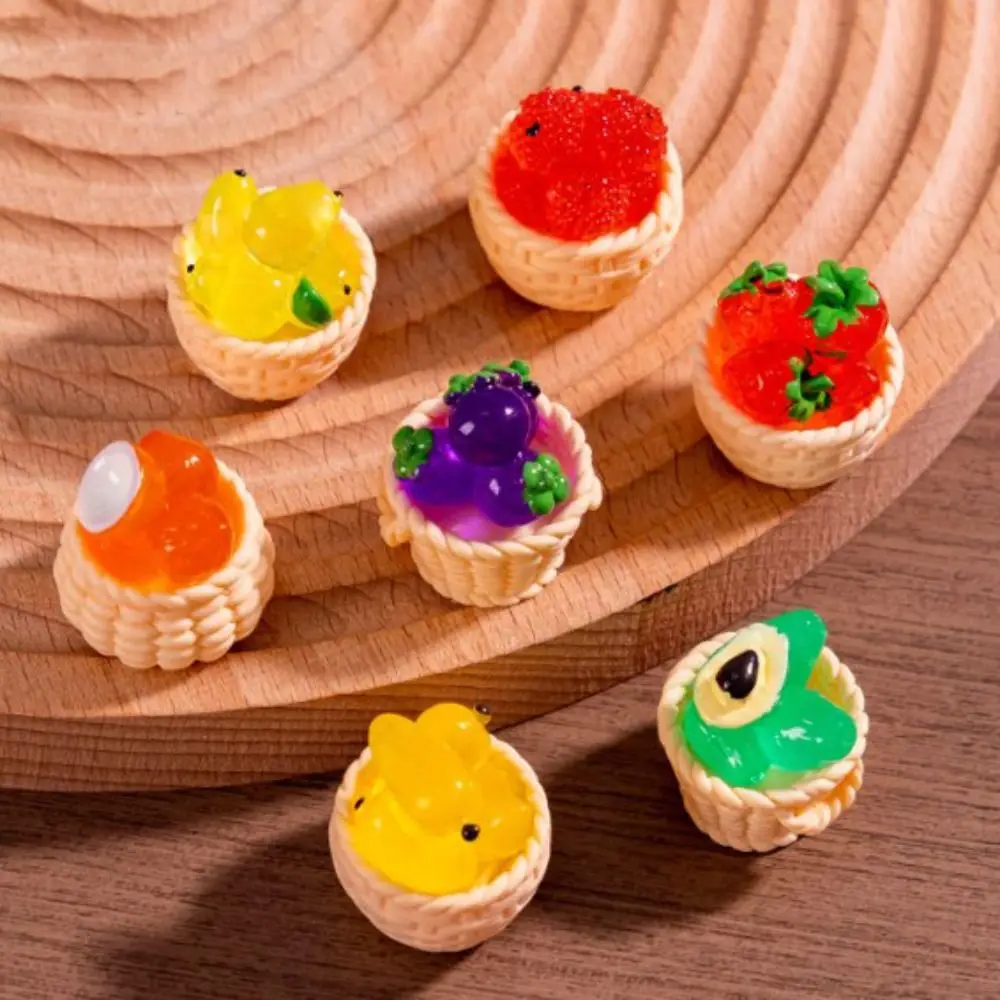 Mini maison de poupée 1/12, 2 pièces, cadre en rotin en résine simulée, tissé à la main, stockage de fruits et légumes, panier en bambou, décoration de poupée