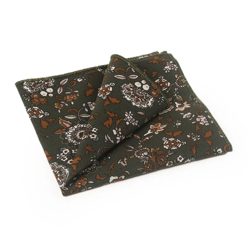 5 قطعة منشفة جيب قطنية زهرة أدبية ورجعية اللون الأعمال عادية متعددة الاستخدامات مربعة حمل 23*23 سنتيمتر
