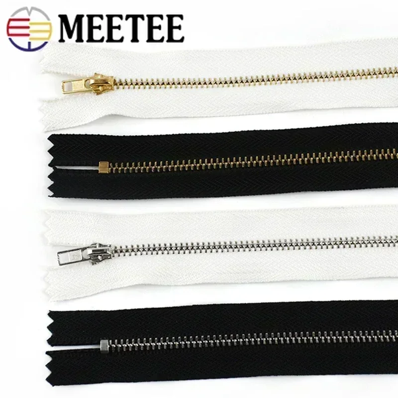 10Pcs 8-30cm(3.14-11.81inch) 3# Metal Zipper Close End Auto Lock Decorative Zip Bag Jeans Pants Placket Zips Sewing Accessories