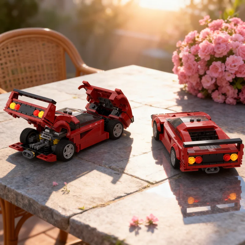 300pcs MOC Ferrari F40 Racing Car Collectible Building Blocks Kit Display Model Series Challenge Collector Toy Gift For Makers