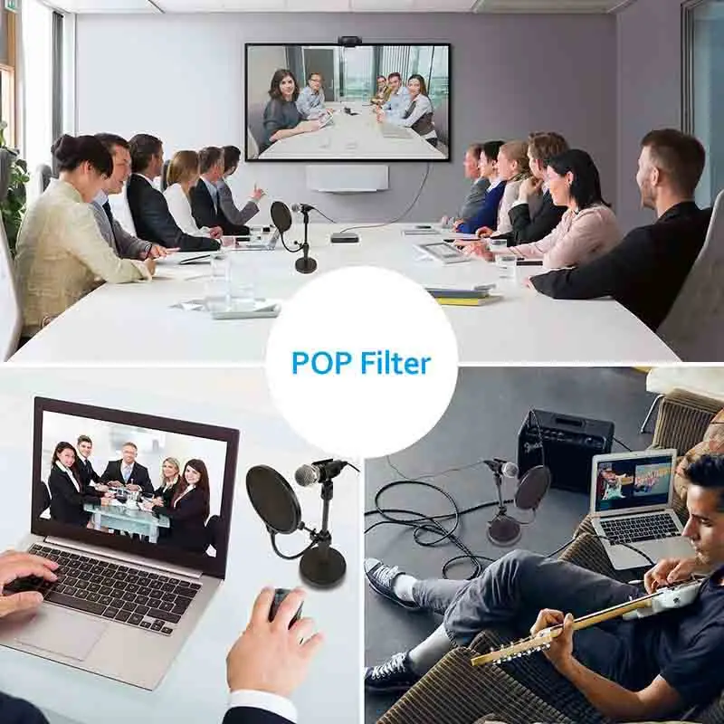 Поп-фильтр для микрофона CAMVATE, двухслойный ветровой экран с подставкой и гибким шлангом 360 ° для USB-микрофона