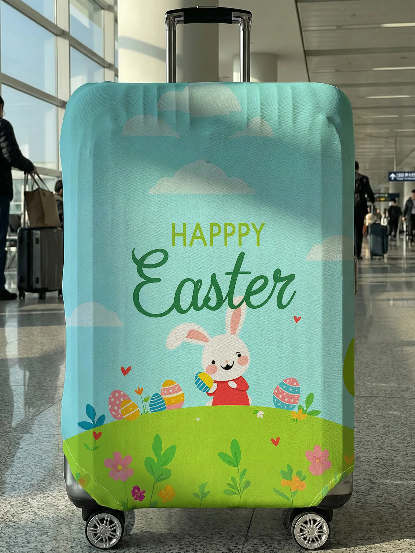 

Blue Base Easter Bunny Egg Luggage Cover, Suitable for 18-32 Inch Luggage Cover, Luggage Handle Glove, Travel Accessories