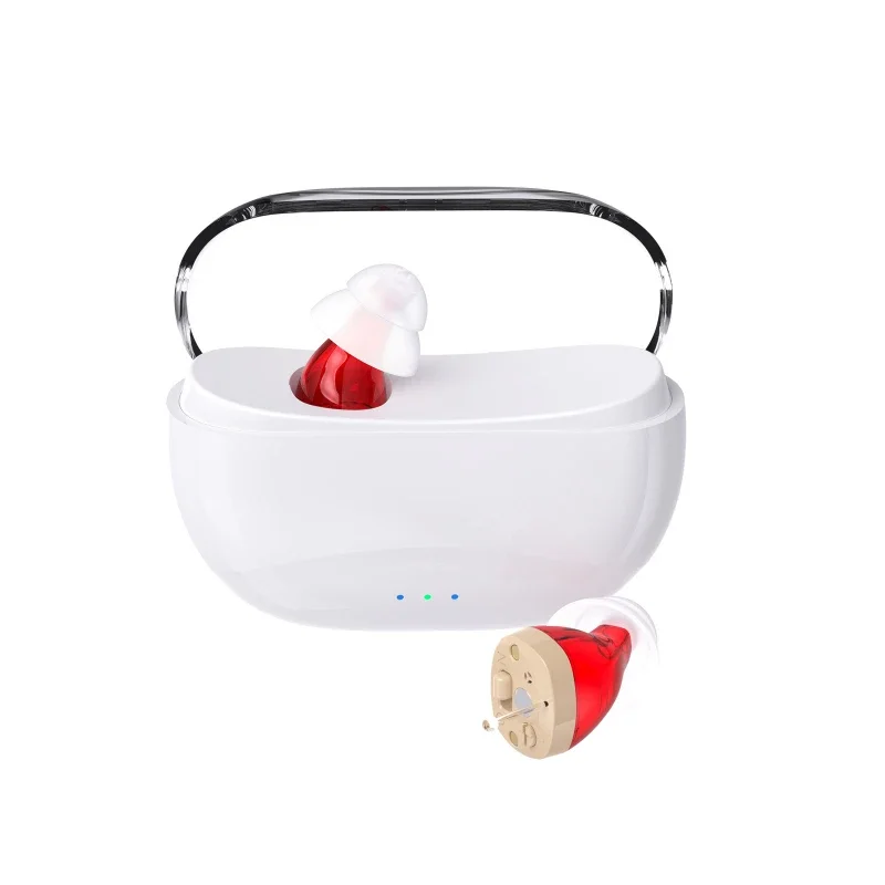 Digital Hearing Aid, Elderly Specific Invisible Noise Cancelling Sound Amplifier, Standalone Charging Compartment