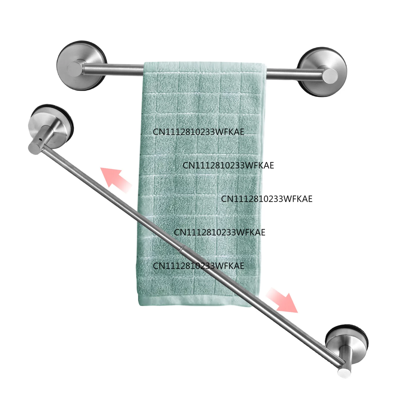 Telescopic suction cup, towel bar, stainless steel single bar, bathroom towel rack, bathroom hanging rod, single bar