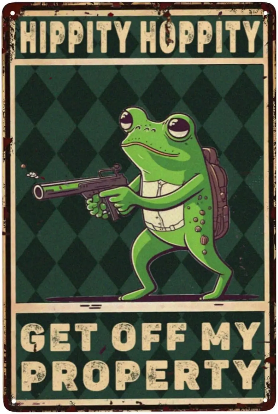 ZHIQUN Flag Frog Tin Poster 8X12IN - Patriotic Frog Decor for Outdoor Gates, Kids' Rooms & Americana Theme Rustic W sign